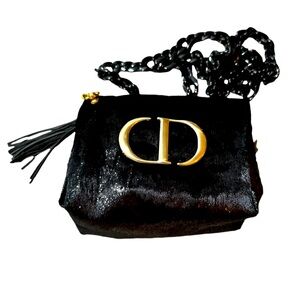 Dior Black Velvet clutch bag crossbody